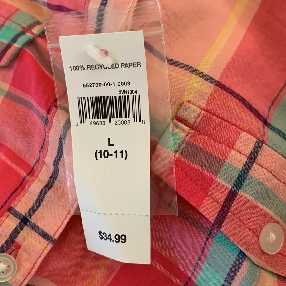Gapkids pink plaid dress‎ size L (10-11) new with tag